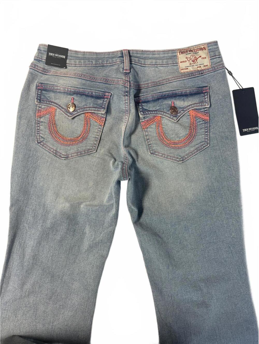 True Religion Becca Mid Rise Bootcut Jeans Flap Pocket Y2K Denim Blue 31